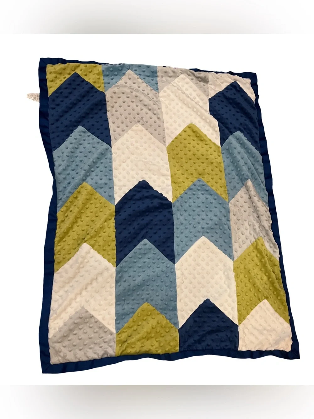 The Peanutshell Blue Green  Chevron Mountains Minky Dot Baby Blanket Reversible